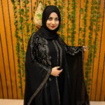Arabian Noir Dubai Cheri Borka with Floral Embroidery