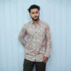 Coral Mosaic Digital Print Cotton Shirt