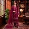 Crimson Royale Embroidered Three Piece