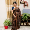 Midnight Copper Bloom Katan Silk Saree