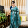 Ocean Mist Silver Zari Katan Silk Saree