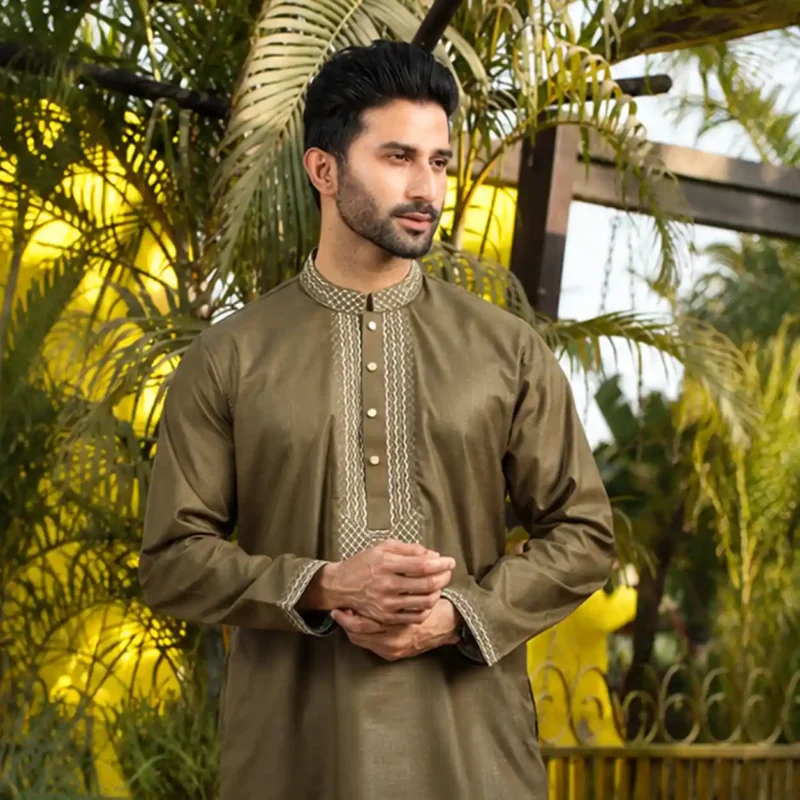 Olive Crest Luxury Italian Panjabi