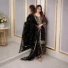 Onyx Royale Sequin Embroidered Three Piece