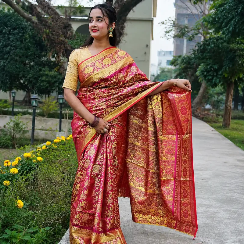Rajkumari Gulnaar Katan Silk Saree