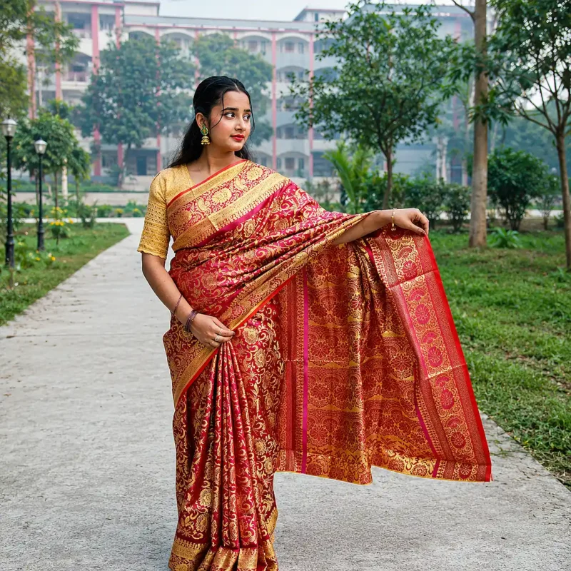 Rajkumari Gulnaar Katan Silk Saree
