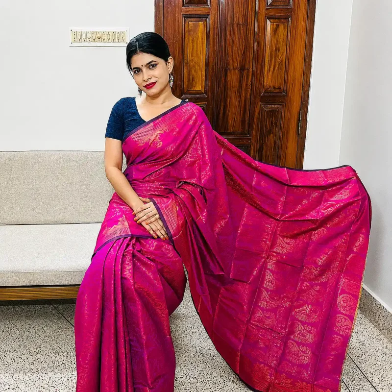 Royal Fuchsia Rose Katan Silk Saree