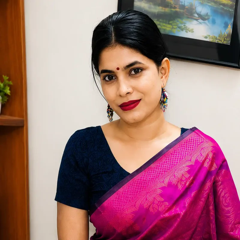 Royal Fuchsia Rose Katan Silk Saree featuring luxurious rose floral zari weaving, an elegant woven border, and a richly designed pallu perfect for weddings and festive occasions