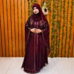 Royal Maroon Dubai Cheri Borka with Luxury Embroidery