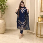 Royal Midnight Luxe Embroidered Three Piece