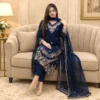 Royal Midnight Luxe Embroidered Three Piece