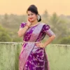 Royal Orchid Silver Grace Soft Katan Saree