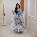 Royal Sapphire Embroidered Cotton Garara