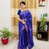 Royal Sapphire Rose Katan Silk Saree