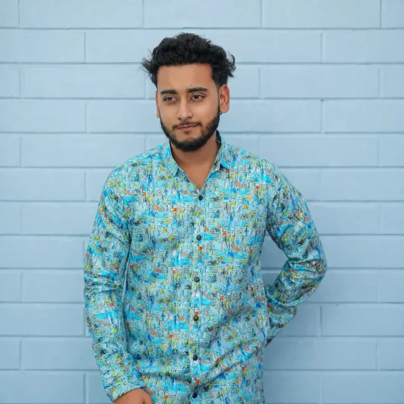 Sky Mosaic Digital Print Cotton Shirt