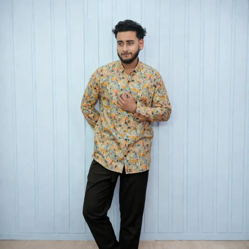 Sunset Canvas Digital Print Cotton Shirt