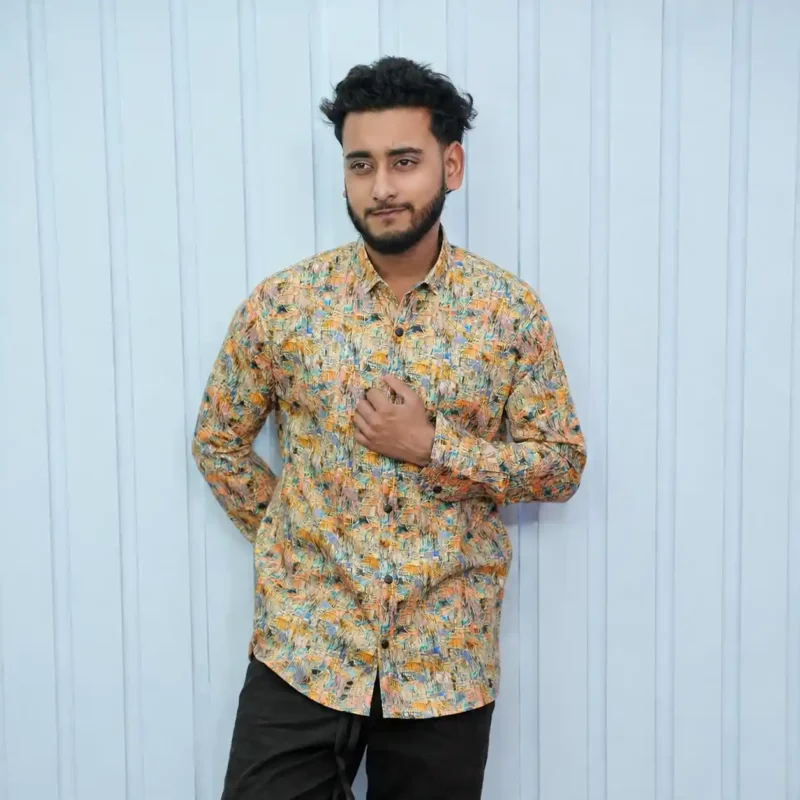 Sunset Canvas Digital Print Cotton Shirt