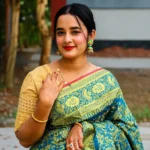 Neelambari Golden Bloom Katan Silk Saree