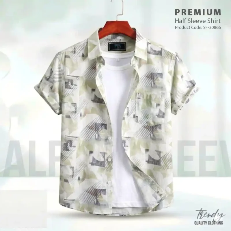 Sage Mosaic Digital Printed Premium Half Sleeve Shirt
