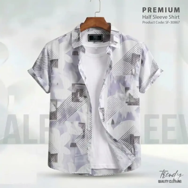 Silver Prism Digital Printed Premium Half Sleeve Shirt